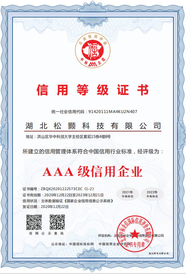 信用等級(jí)證書